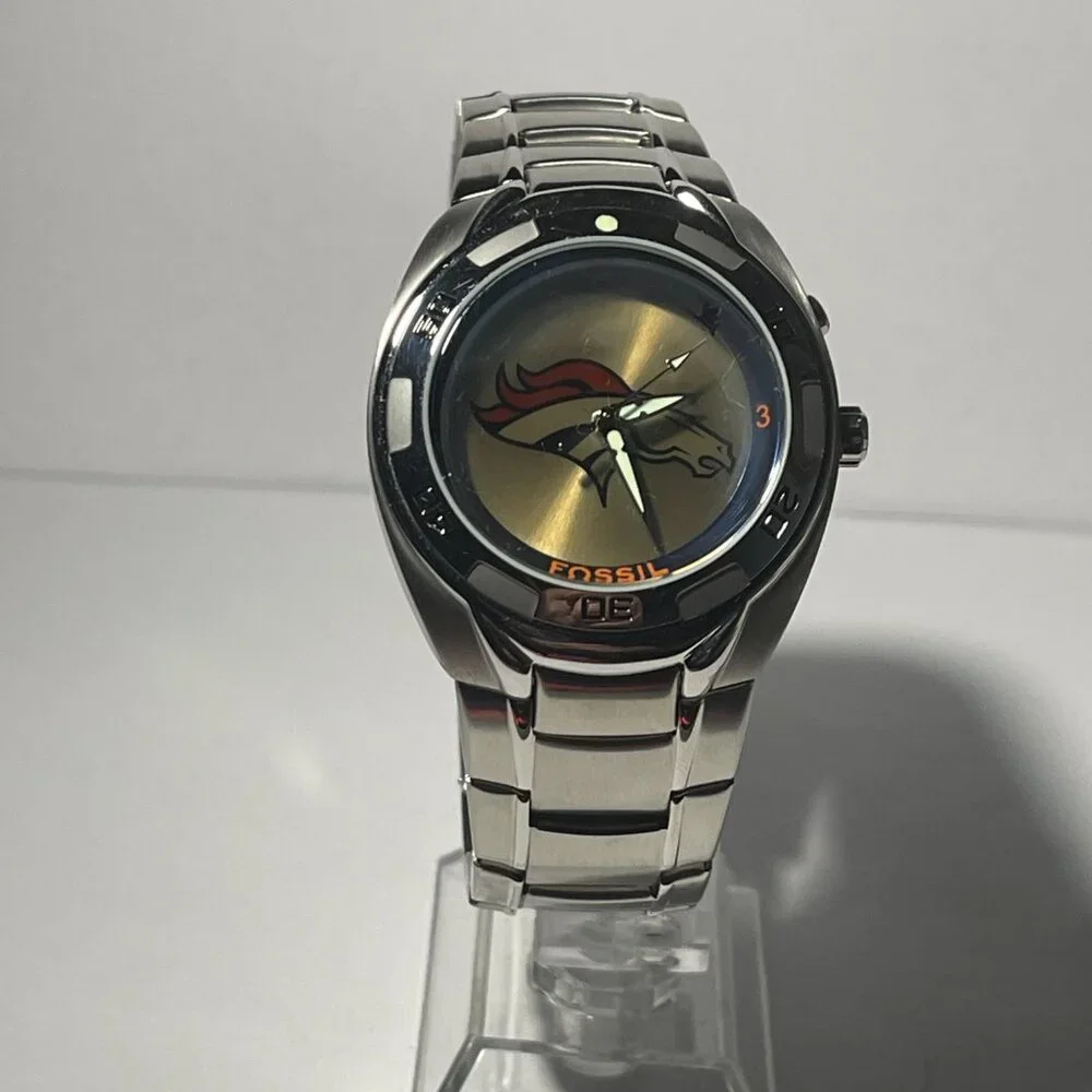 Denver Broncos NFL Stainless-Steel Kaleido Watch by Fossil NEW (RARE)